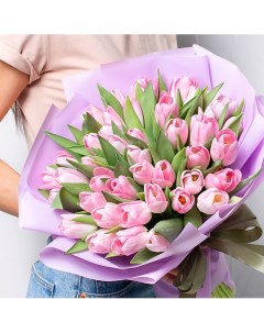 Букет из розовых тюльпанов 51 шт Л'этуаль flowers