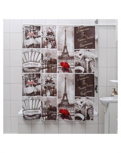 Штора для ванной комнаты Париж ретро 180 180 см Eva цвет белый Доляна
