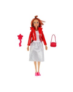 Кукла София в красной кожаной куртке 29 см Карапуз