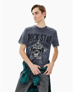 Светло серая футболка тай дай с принтом Rock Star Gloria jeans