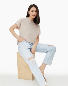Рваные джинсы New Mom с дырами Gloria jeans