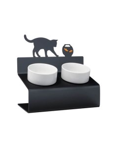 Кот и рыбы Миска для кошек на подставке с наклоном Артмиска