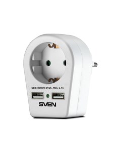Сетевой фильтр SF S1U 2xUSB 1 Socket White SV 019013 Sven