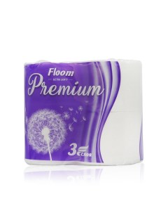 Туалетная бумага PREMIUM 3х слойная 4шт Floom