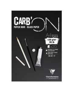 Скетчбук склейка Carb ON А4 20 л 120 г мелкозернистый черный Clairefontaine