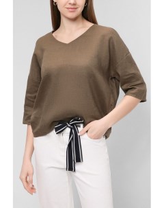 Льняная блуза с V образным вырезом Essentials by stockmann
