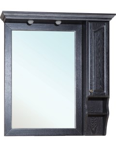 Зеркало шкаф Рим 110 R черное патина серебро Bellezza