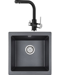 Комплект Мойка кухонная Brilon PM104546 BLM черный металлик Смеситель Essen Es213011 418 для кухонно Paulmark
