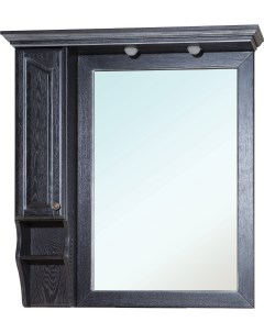 Зеркало шкаф Рим 110 L черное патина серебро Bellezza