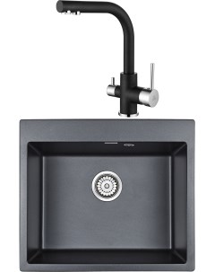 Комплект Мойка кухонная Kante PM106052 BLM черный металлик Смеситель Essen Es213011 418 для кухонной Paulmark