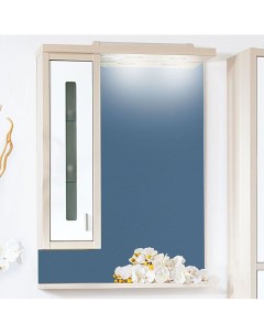 Зеркало шкаф Бали 62 светлая лиственница белый глянец L Бриклаер