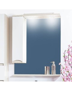 Зеркало шкаф Токио 60 L светлая лиственница белый глянец Бриклаер