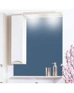 Зеркало шкаф Токио 80 L светлая лиственница белый глянец Бриклаер