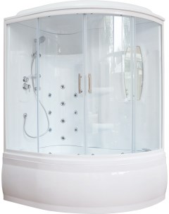 Душевой бокс ALP 150х100 L профиль белый стекло прозрачное с гидромассажем Royal bath