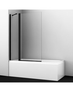 Шторка на ванну Berkel 110х140 профиль черный стекло прозрачное Wasserkraft