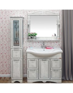 Мебель для ванной Адель 100 белая патина серебро Sanflor