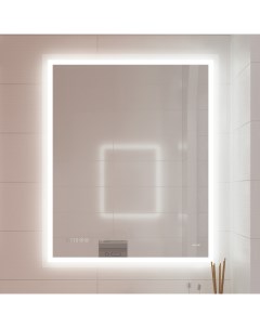 Зеркало LED 080 design pro 60x85 с подсветкой часы с антизапотеванием прямоугольное Cersanit