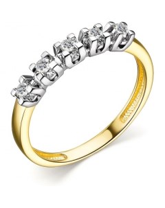 Кольцо с 5 бриллиантами из жёлтого золота Костромская ювелирная фабрика "алькор"