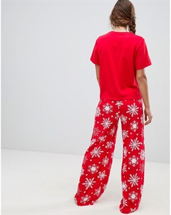 Новогодняя пижама с футболкой и брюками ASOS DESIGN Asos tall