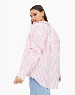 Розовая рубашка oversize в полоску Gloria jeans