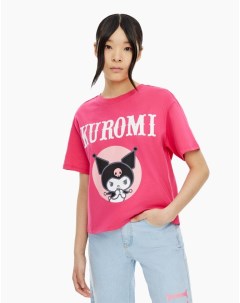 Розовая футболка с принтом Kuromi для девочки Gloria jeans