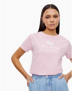 Розовая футболка Straight с надписью Gloria jeans
