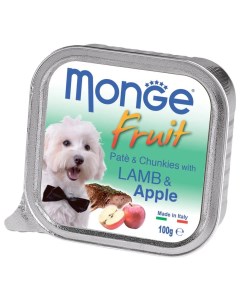 Fruit консервы для собак нежный паштет из ягненка с яблоком 100 г Monge