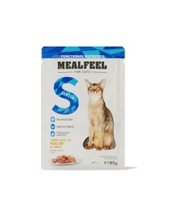 Functional Nutrition Влажный корм пауч для кошек старше 7 лет кусочки с домашней птицей в соусе 85 г Mealfeel