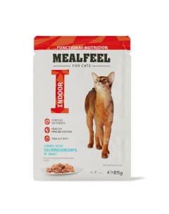 Functional Nutrition Влажный корм пауч для взрослых кошек лосось и креветки в соусе с кусочками кури Mealfeel