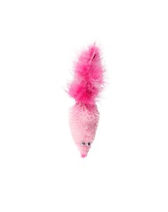 Игрушка с перьевым хвостом и кошачьей мятой для кошек Мышка 13 см розовая Pet hobby