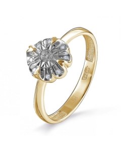 Кольцо Цветок с 9 бриллиантами из жёлтого золота Kabarovsky