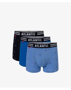 Мужские трусы шорты набор из 3 шт хлопок светло голубые бирюзовые темно синие Atlantic