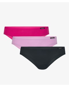 Трусы женские бикини набор из 3 шт хлопок розовые светло фиолетовые графит Atlantic