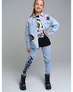 Брюки текстильные джинсовые для девочек Playtoday tween