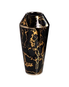 Ваза керамическая черная с золотым декором 14 5x30см Garda decor