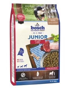 Сухой корм для щенков Junior с ягнёнком и рисом 3 кг Bosch
