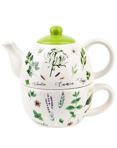 Чайник заварочный с чашкой Душистые Травы 380 350 мл керамика Dolomite
