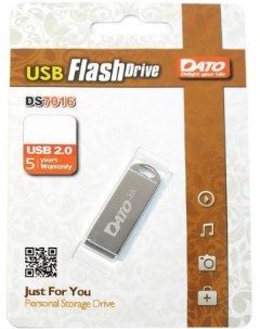 Флеш Диск 16Gb DS7016 DS7016 16G USB2 0 серебристый Dato