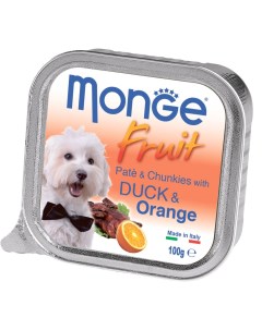 Fruit консервы для собак нежный паштет из утки с апельсином 100 г Monge