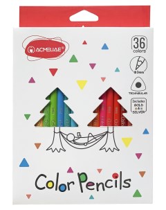 Набор карандашей цветных трехгранных 36 цв в картонном футляре Acmeliae