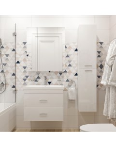 Мебель для ванной Ростов 70 белая в современном стиле с рисунком гарнитур комплект Diwo