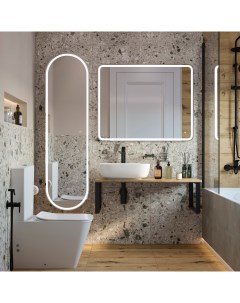 Мебель для ванной Элиста 100 светлое дерево с раковиной Moduo 50 Square в скандинавском стиле овальн Diwo