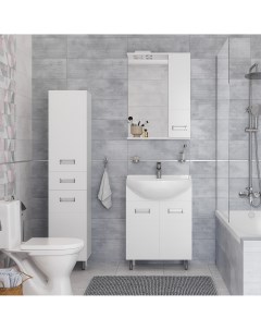Мебель для ванной Дмитров 60 белая с зеркалом в современном стиле российская гарнитур комплект Diwo
