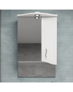 Зеркало шкаф Переславль R 50 с подсветкой навесной белый прямоугольный с розеткой Diwo