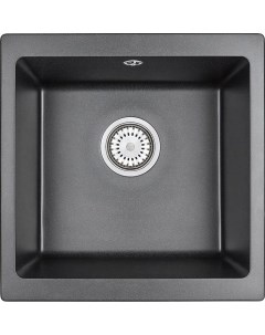 Мойка кухонная Солерно EMQ 1455 Р антрацит черная квадратная кварцевая матовая накладная Domaci