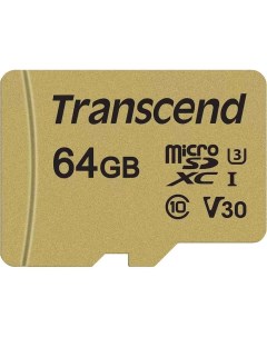 Карта памяти 500S microSDXC 64GB с адаптером TS64GUSD500S Transcend