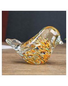 Сувенир стекло в стеклокрошку Птичка разноцветная 6х6 5х10 см Nnb