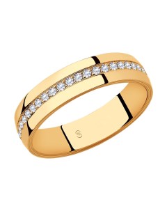 Обручальное кольцо из золота с фианитами comfort fit 4 мм Sokolov