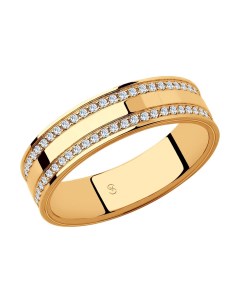 Обручальное кольцо из золота с фианитами comfort fit 5 мм Sokolov