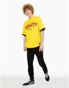 Жёлтая футболка со вставками и принтом для мальчика Gloria jeans